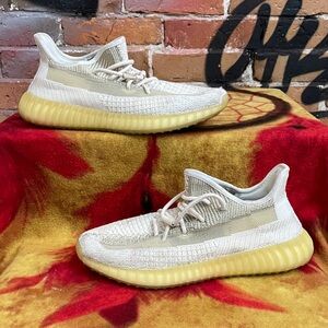 ADIDAS-men’s ‘Natural’ YEEZY BOOST 350 V2 lace-up running shoes